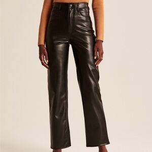 Abercrombie & Fitch “The Ankle Straight Ultra High Rise” Vegan Leather Pants